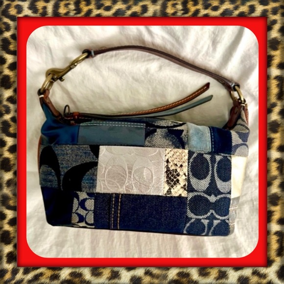 👑✅PRICE FIRM✅ COACH Patchwork Denim Shoulder Bag - Picture 1 of 15